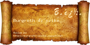 Burgreth Őszike névjegykártya
